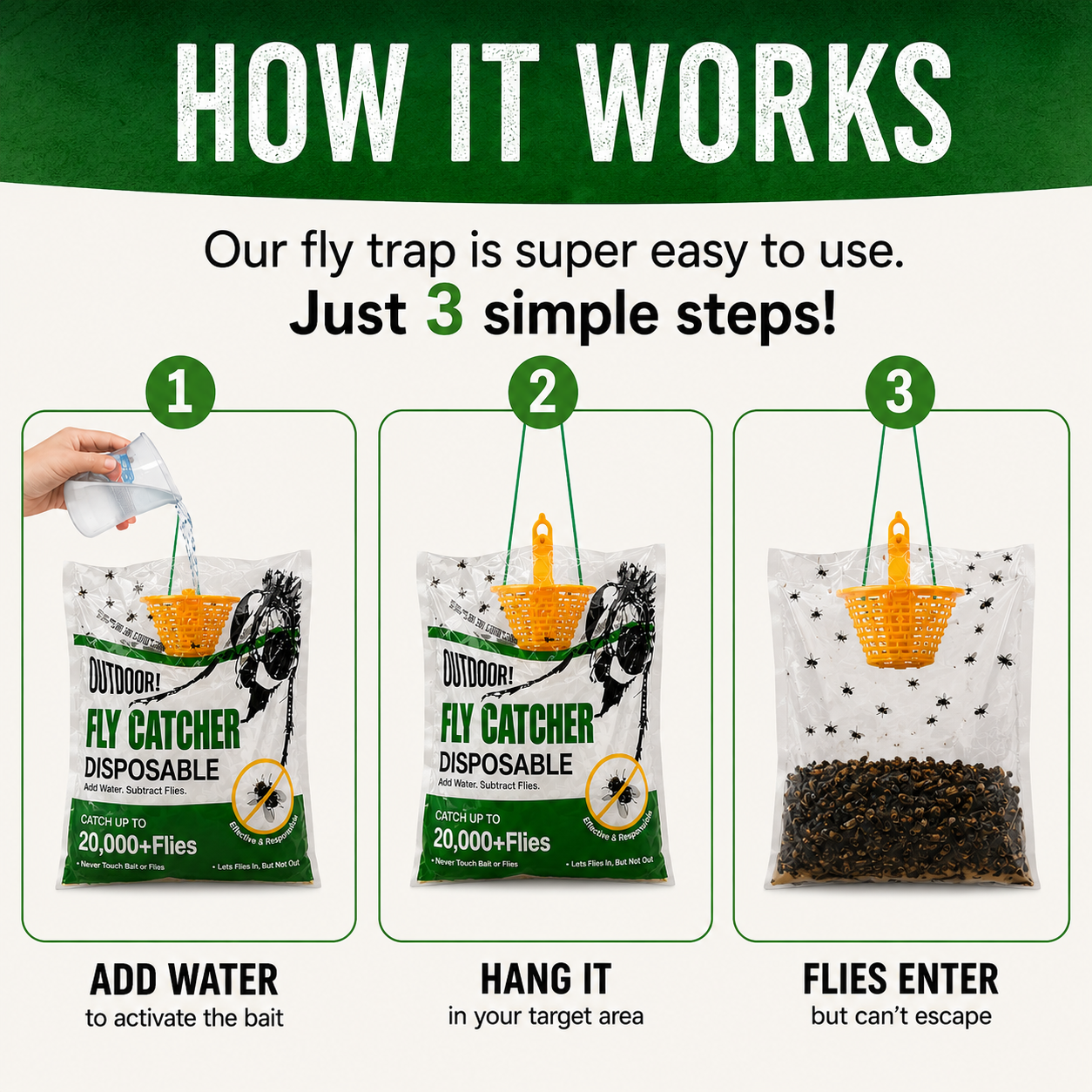 New Fly Trap Bag – Ultra-Powerful Attractant, Captures 20,000+ Flies!