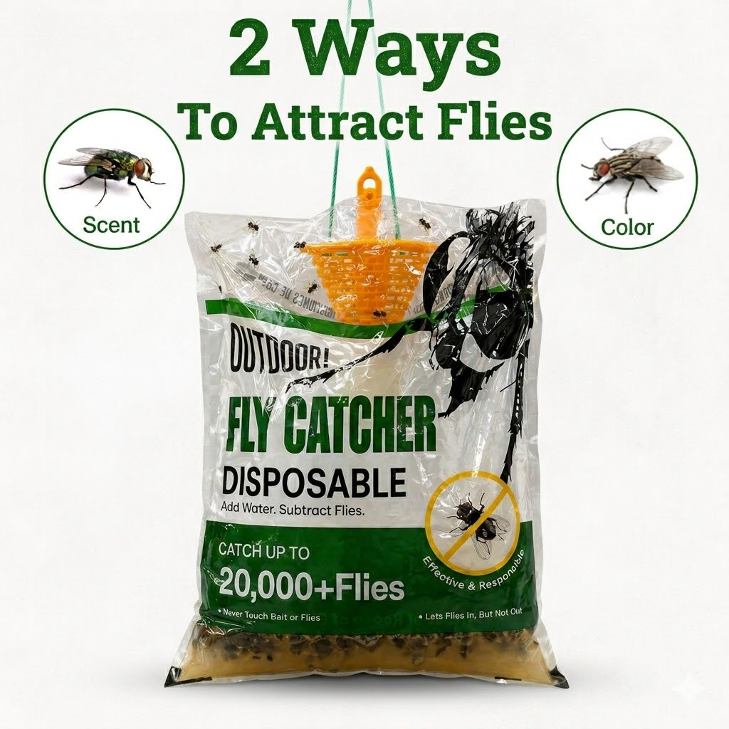 New Fly Trap Bag – Ultra-Powerful Attractant, Captures 20,000+ Flies!