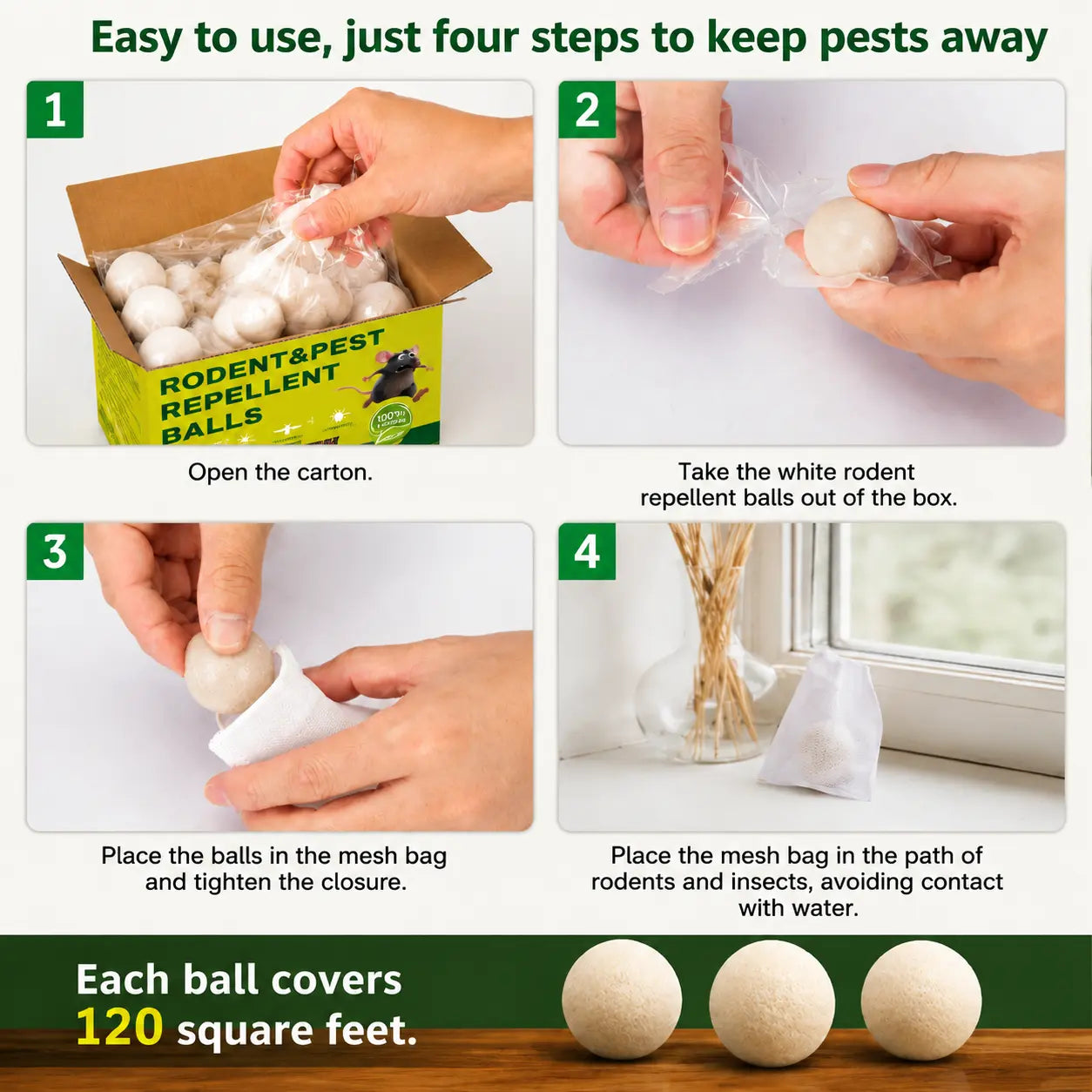 Powerful Mouse Repellent Balls, 36‑Pack
